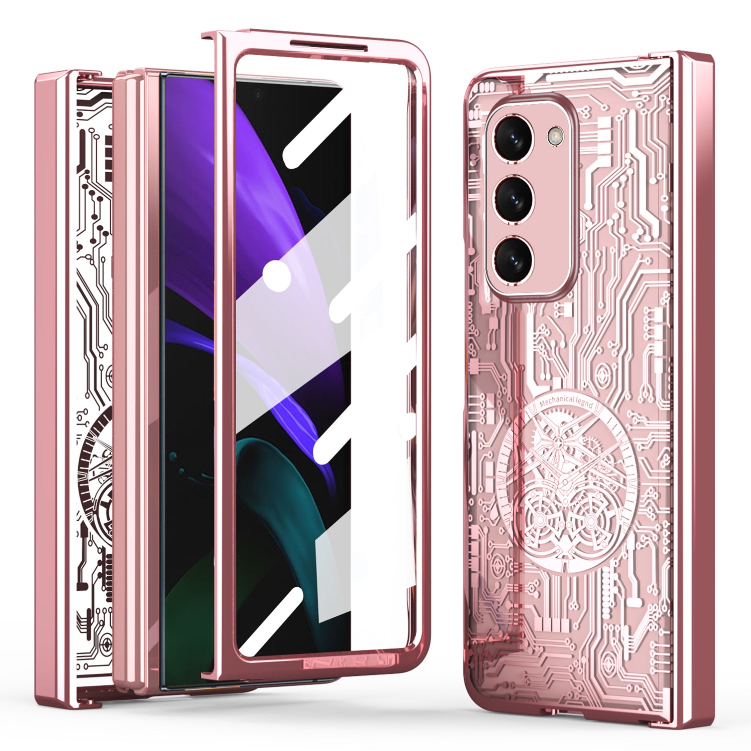 For Samsung Galaxy Z Fold2 5G Mechanical Legend Series Hinge Protection Phone Case Hard PC Electroplating Cover with Tempered Glass Film For Samsung Galaxy Z Fold2 5G Mechanical Legend Series Hinge Protection Phone Case Hard PC Electroplating Cover with Tempered Glass Film